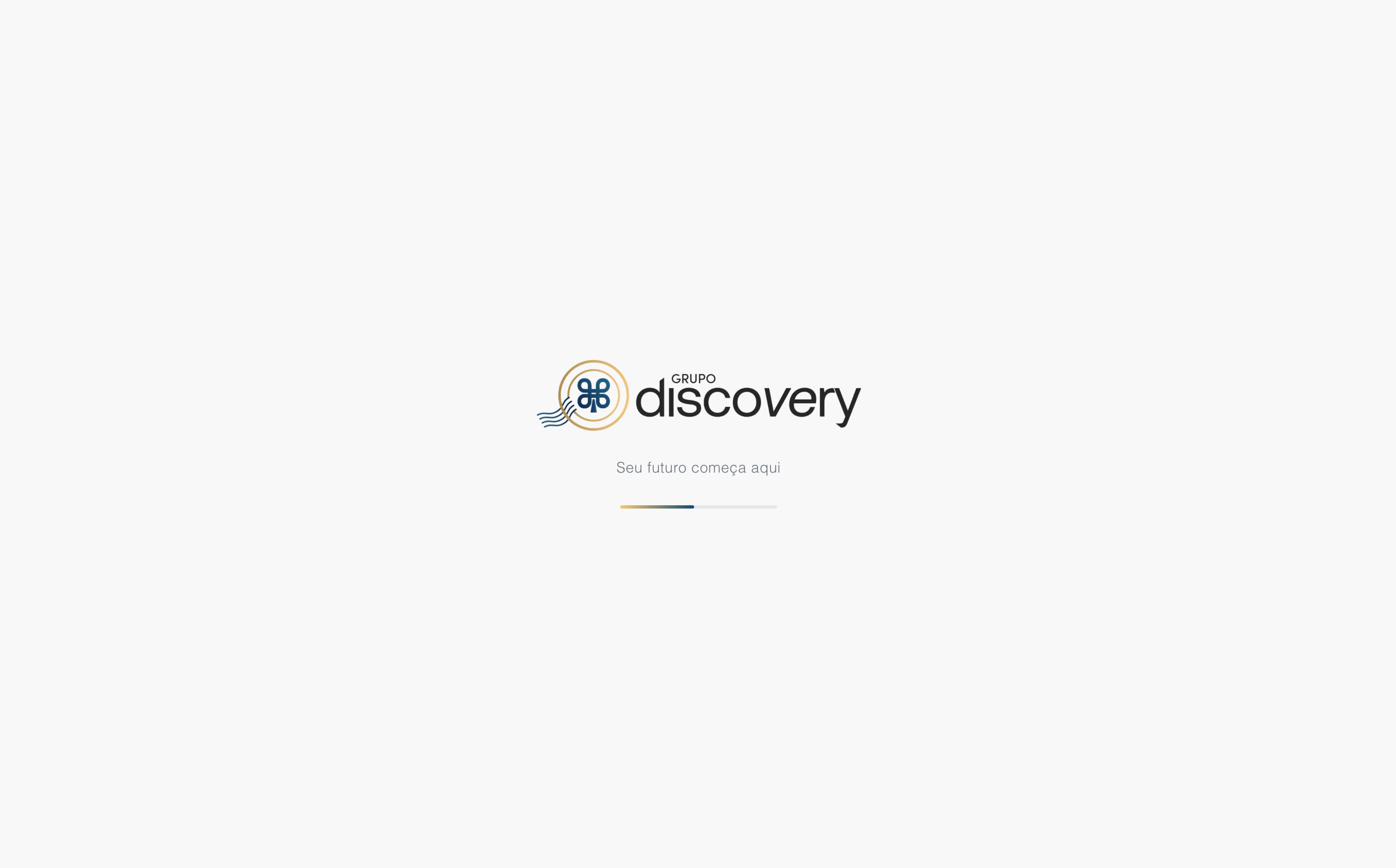 Splash screen com a marca Grupo Discovery centralizada
