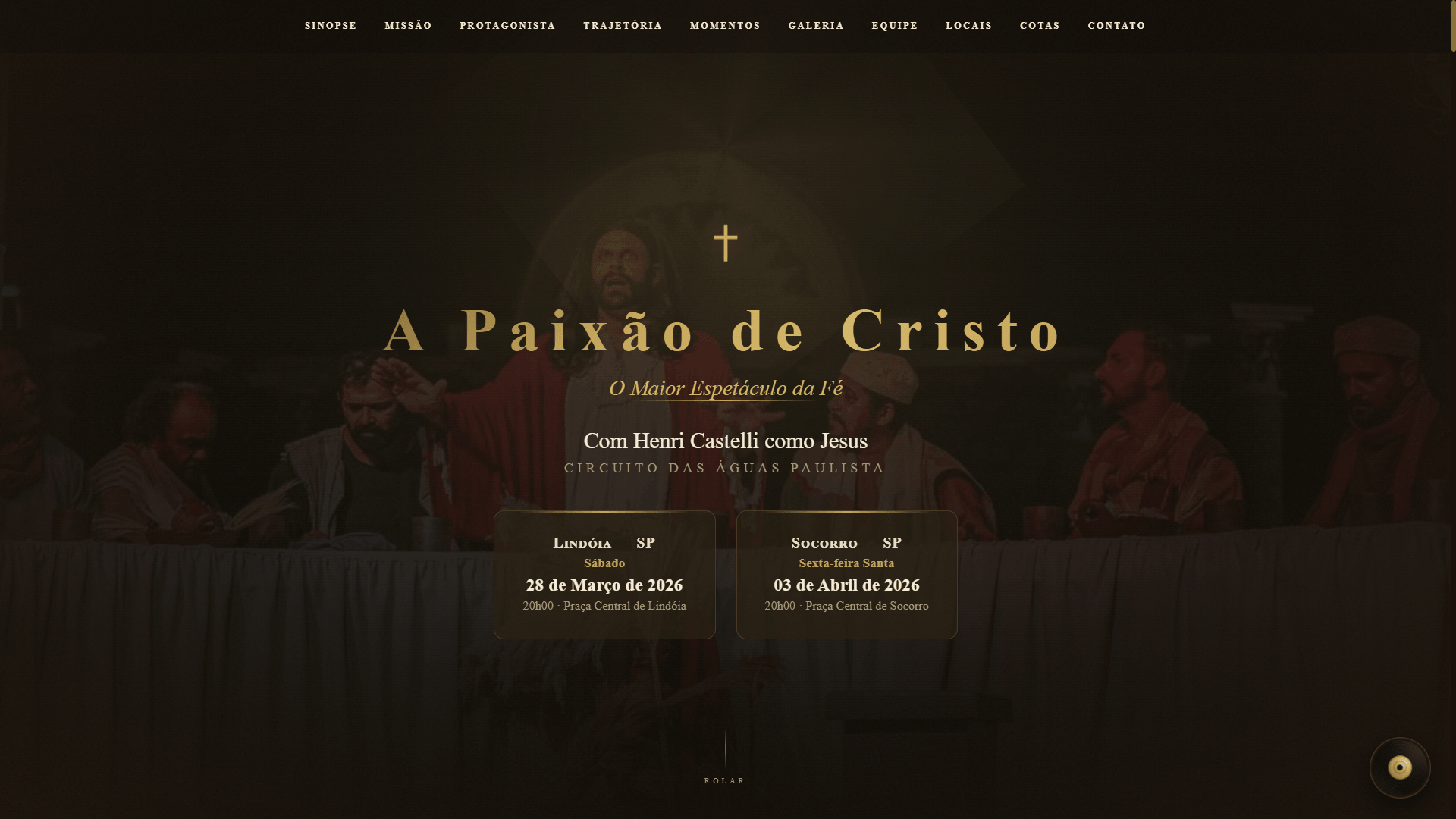 Hero principal com vídeo de fundo e duas cidades